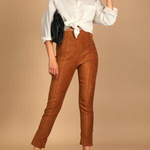 New w/Tags Lulus Vegan Suede High Waisted Pants, Medium, Camel Color
